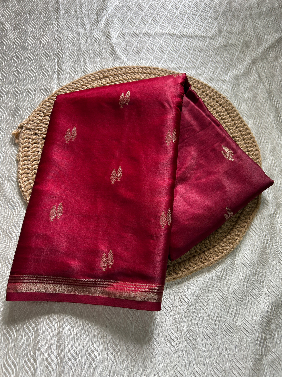 SIRI KAVERI | Wine Red with Antique Gold Zari