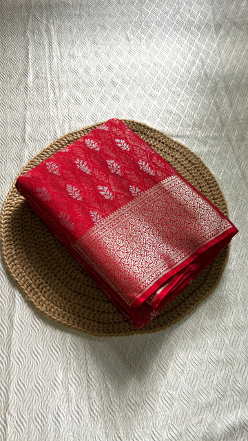 SIRI RADHA | Crimson Red with Antique Gold Zari