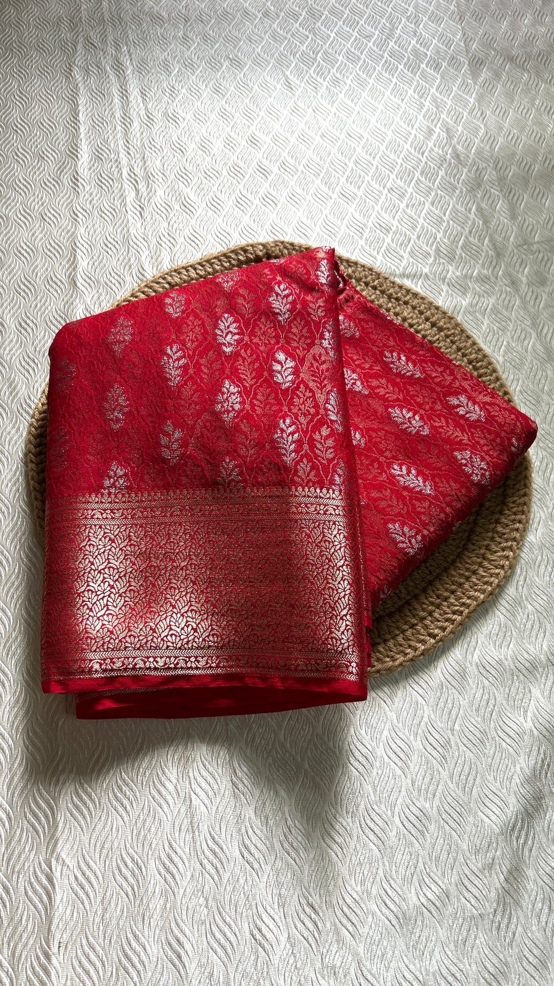 SIRI RADHA | Crimson Red with Antique Gold Zari