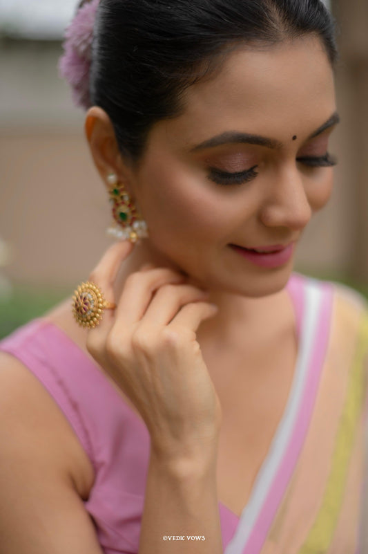 Mul Cotton : Cream and Pink