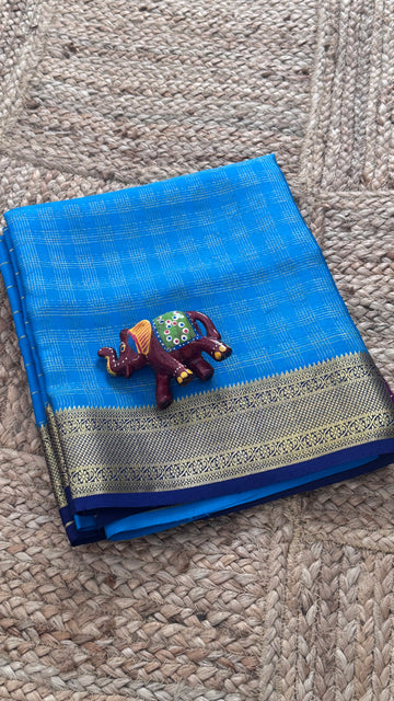 SIRI MOHINI | Royal Purple with Electric Blue Gold Zari Border