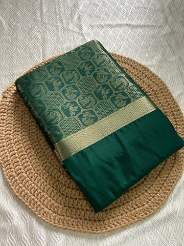 SIRI VEDHA | Semi Silk Brocade Half and Half Green