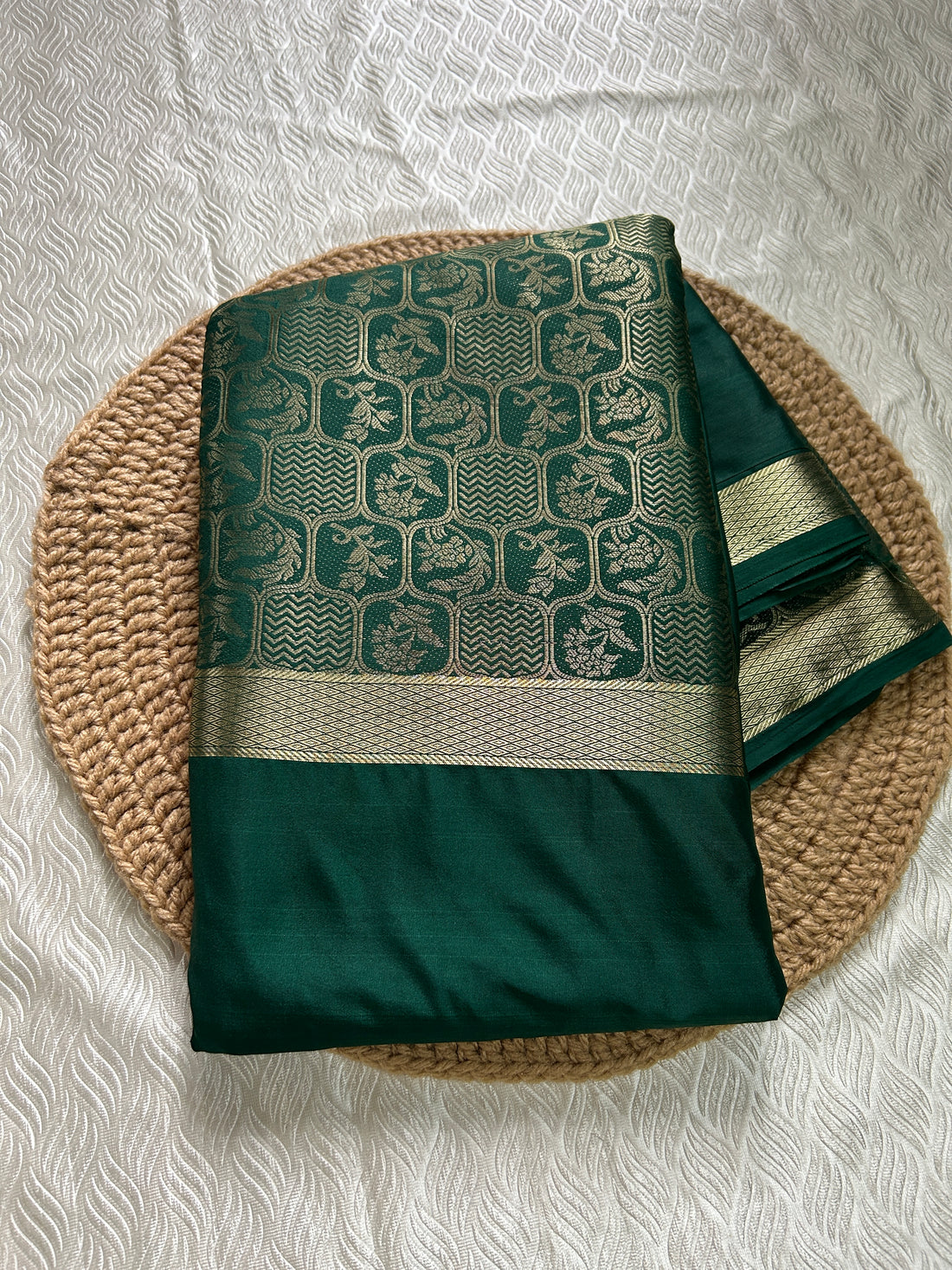 SIRI VEDHA | Semi Silk Brocade Half and Half Green