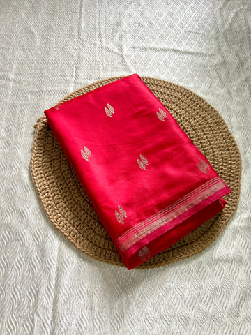 SIRI KAVERI | Ruby Red with Antique Gold Zari