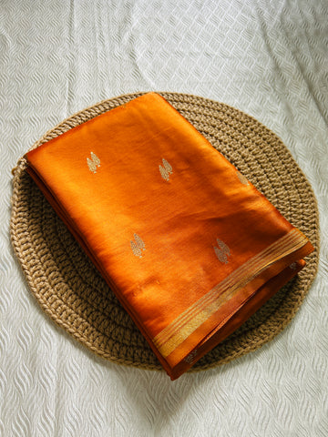 SIRI KAVERI | Burnt Orange with Antique Gold Zari