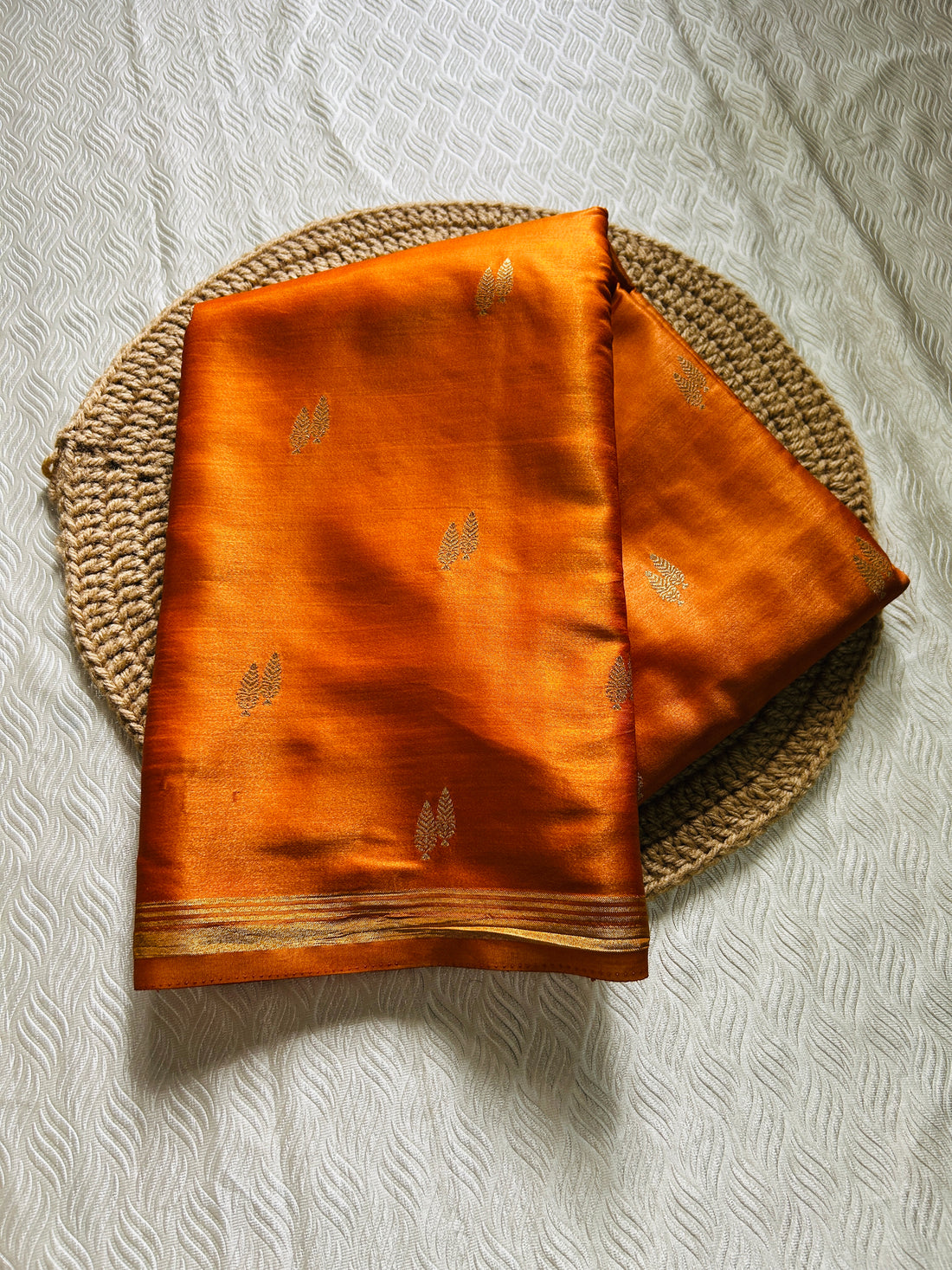 SIRI KAVERI | Burnt Orange with Antique Gold Zari