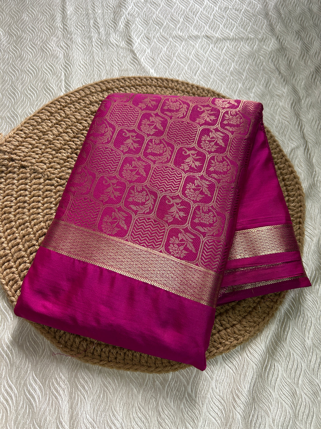 SIRI VEDHA | Semi Silk Brocade Half and Half Pink