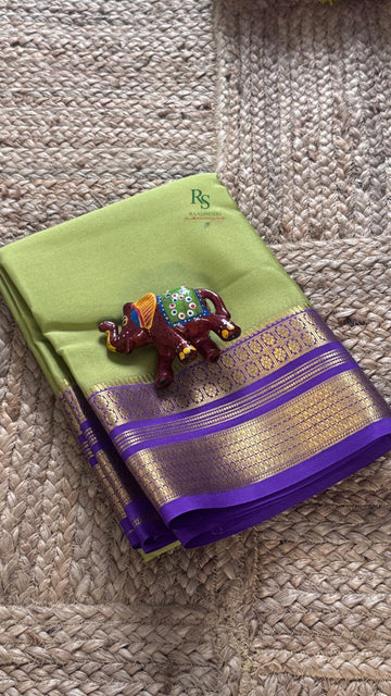 SIRI VAIBHAVA | Mysore Silk Lite - Light Green and Purple Border