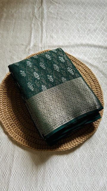 SIRI RADHA | Emerald Green with Antique Silver Zari