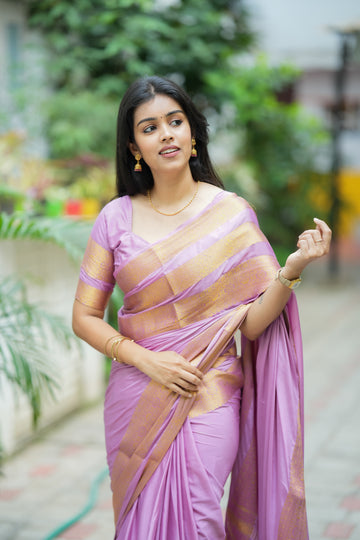 Semi Silk Saree - Mauve Saree