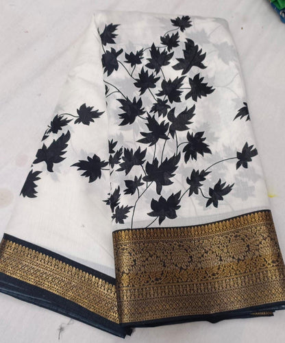 Dola Silk Jacquard Sarees - Black & White with butterfly
