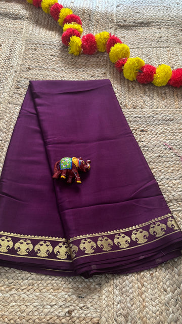 Utsava Collections - Mysore Silk Brown with GandaBerunda Border