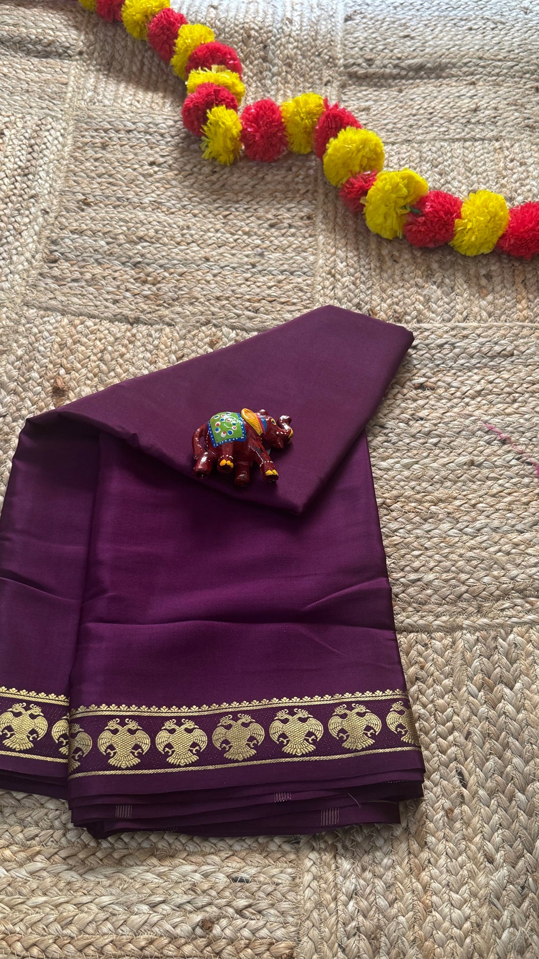 Utsava Collections - Mysore Silk Brown with GandaBerunda Border