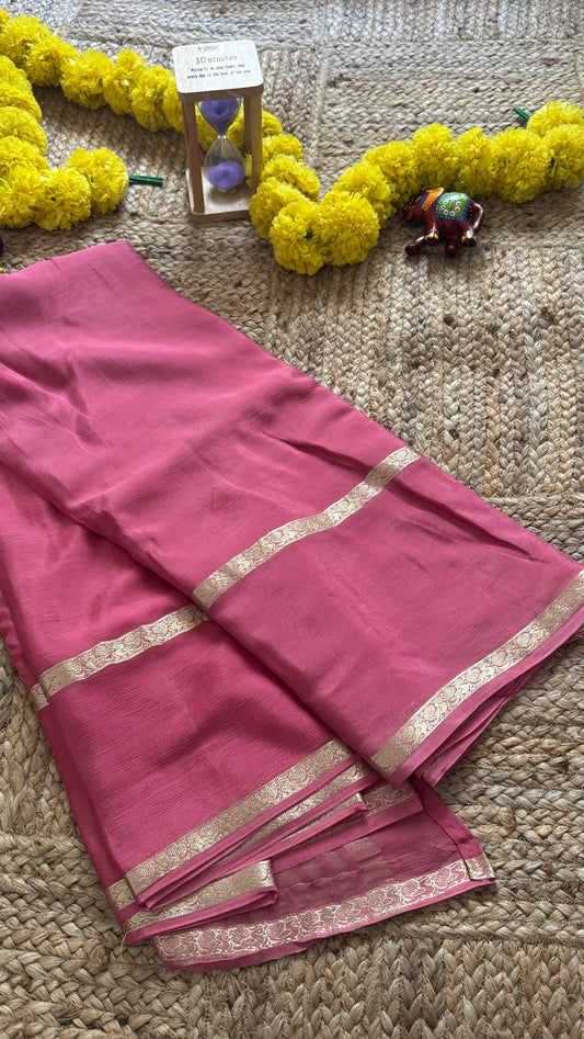 Wrinkle Crepe Silk Saree - Peach