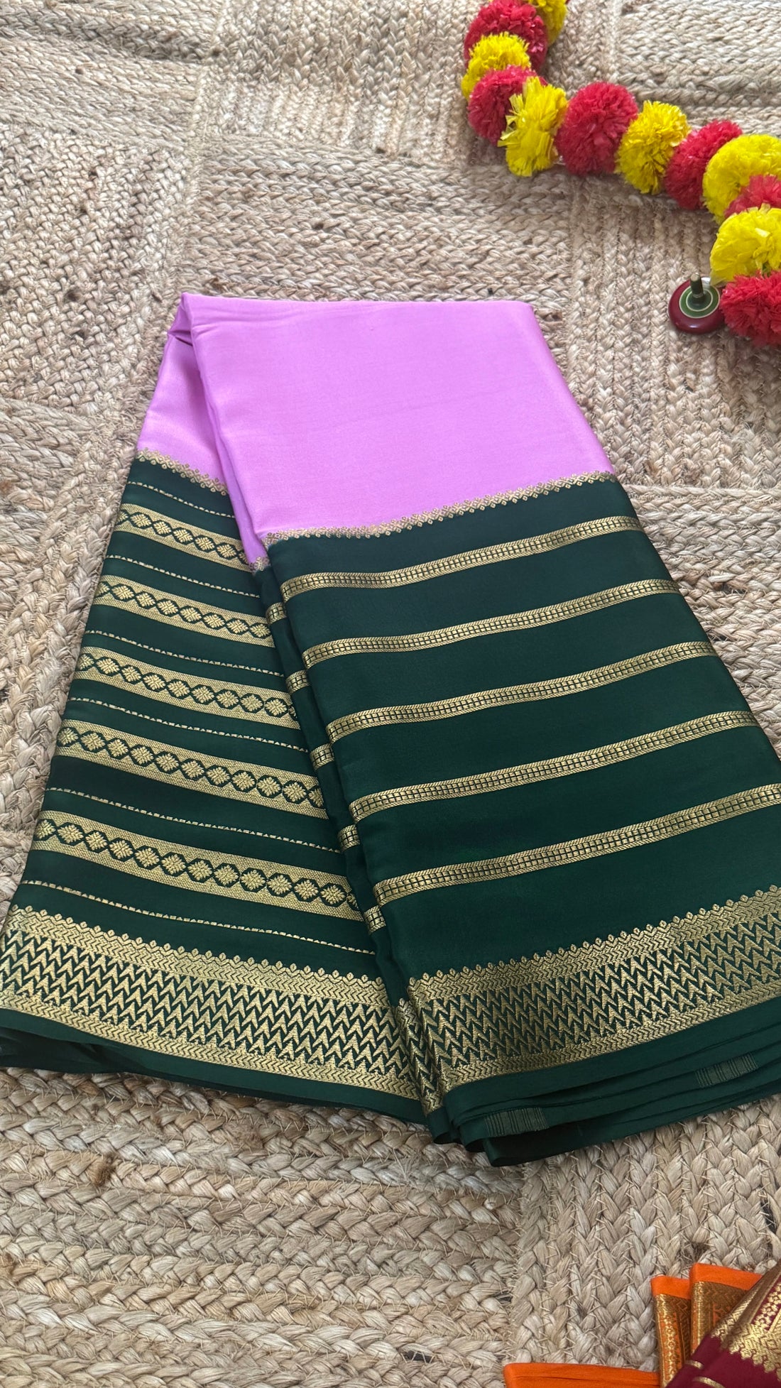 Kanaka Collections - Mysore Silk Pink and Green