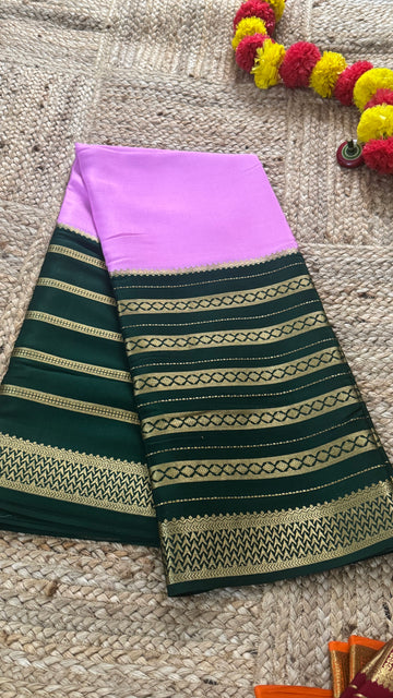Kanaka Collections - Mysore Silk Pink and Green