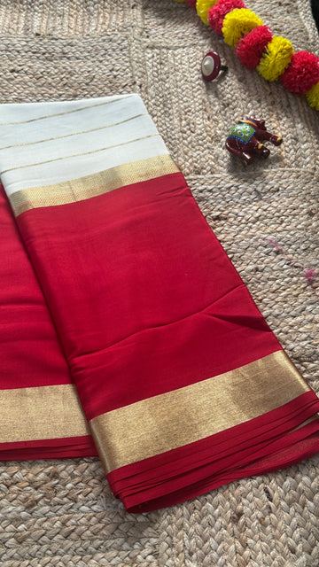 New Collections - Mysore Silk White and Red