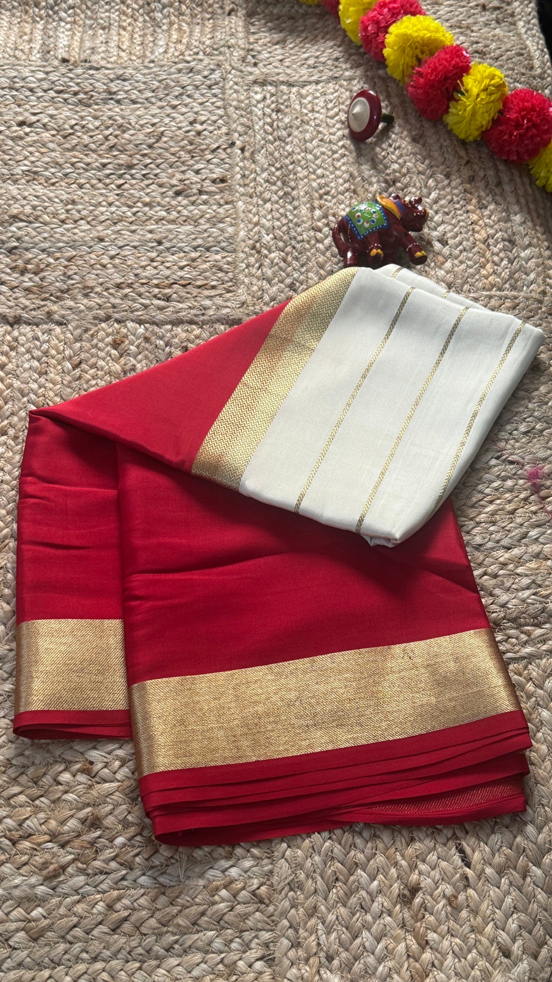 New Collections - Mysore Silk White and Red
