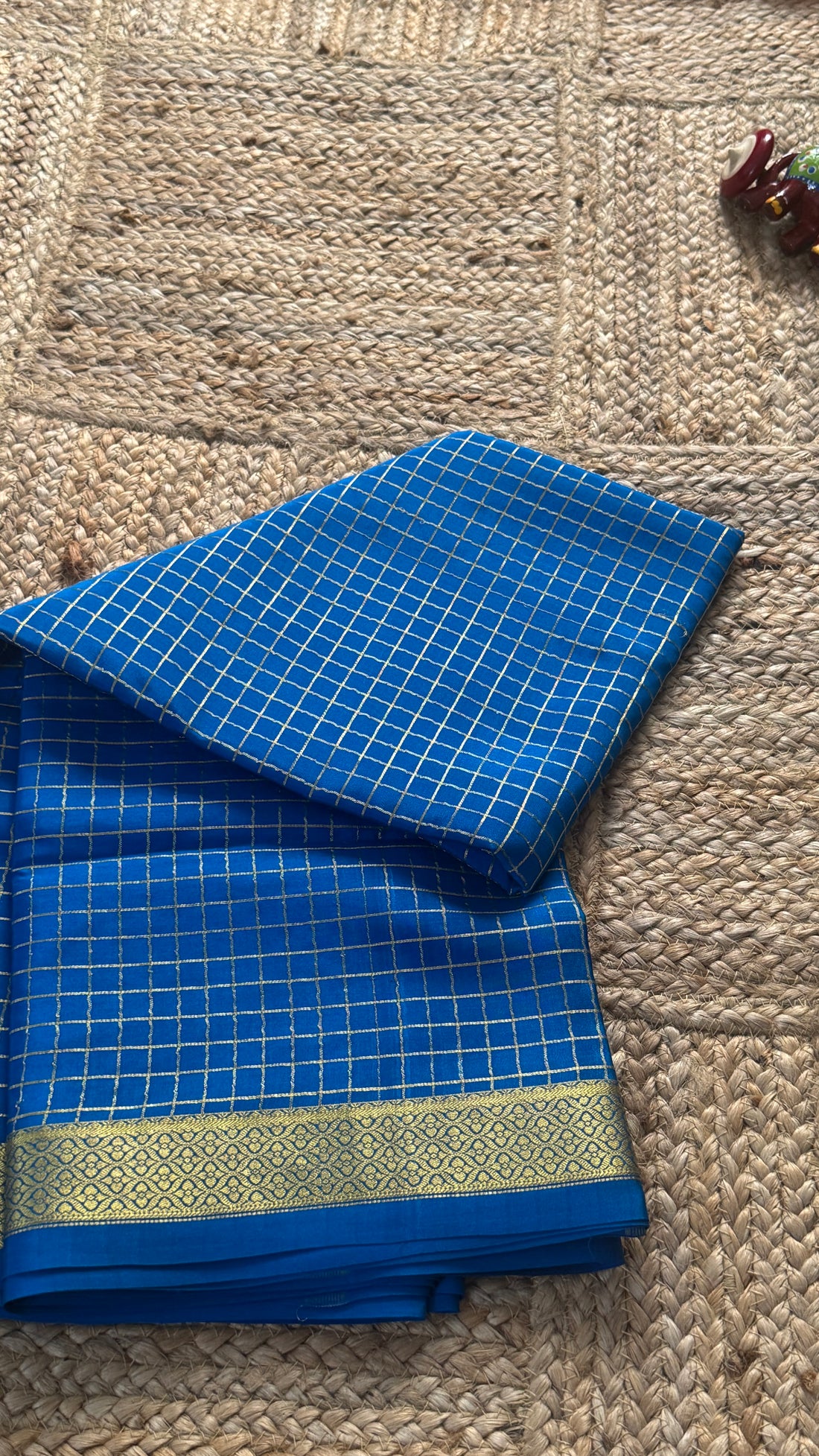 Mangalyam Collections - Mysore Silk Blue with Gold Zari Boarder