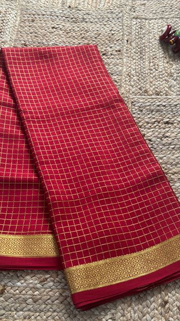 Mangalyam Collections - Mysore Silk Maroon with Gold Zari Border