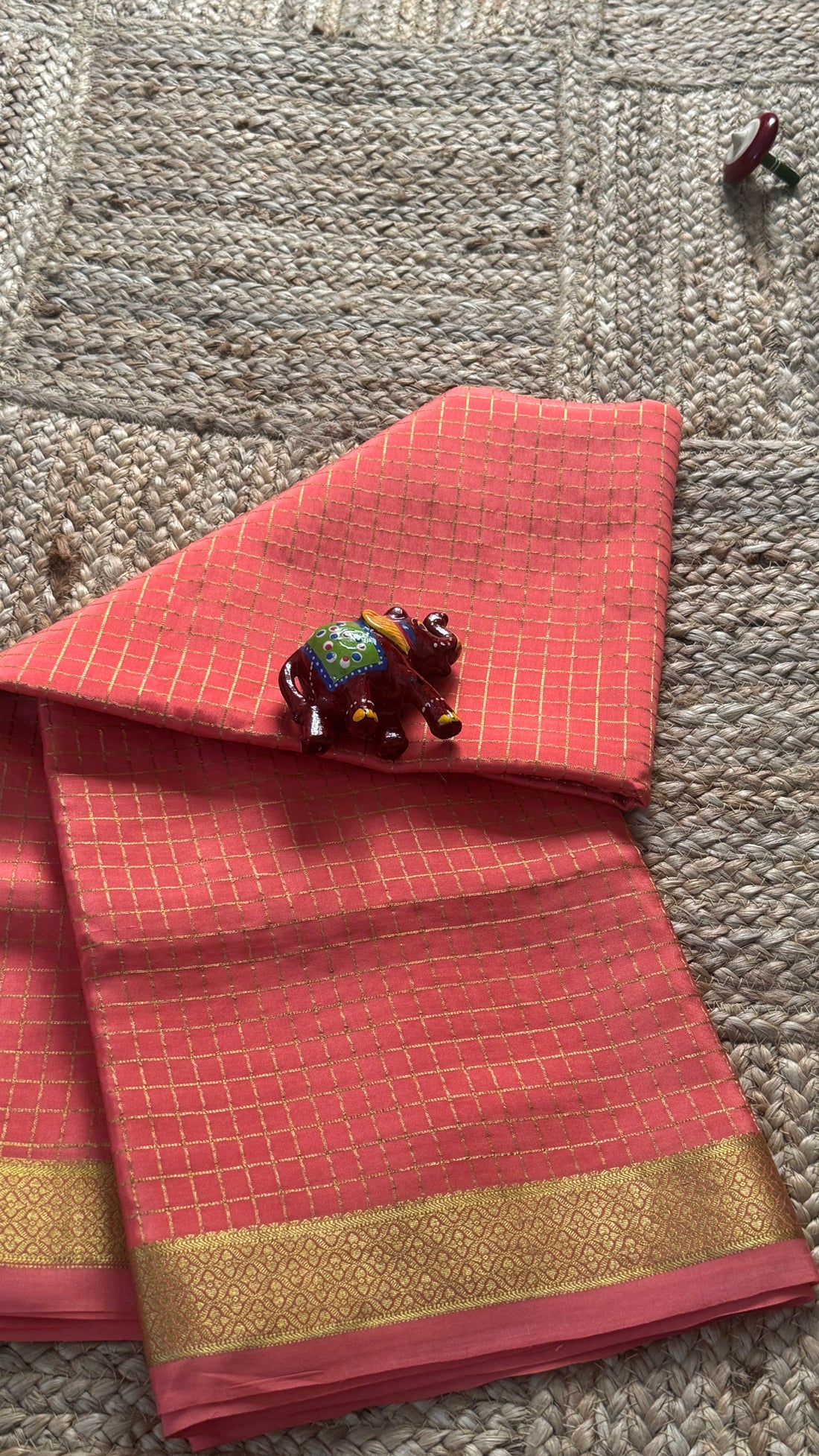 Mangalyam Collections - Mysore Silk Peach with Gold Zari Boarder