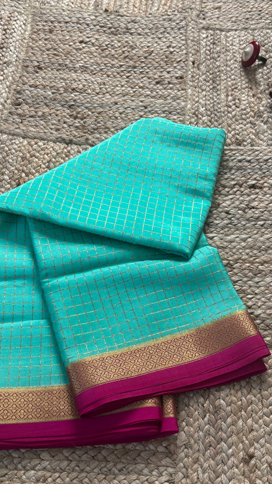 Mangalyam Collections - Mysore Silk Blue and Pink with Gold Zari Boarder