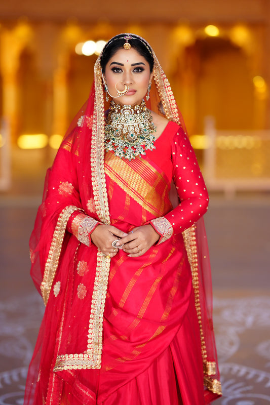 7. Pure Mysore Silk Saree - Lines Boarder