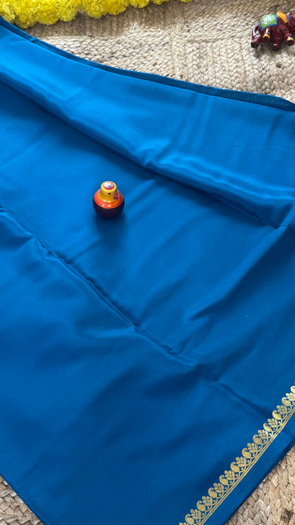 Pure Mysore Silk Saree - Mango Boarder Royal Blue