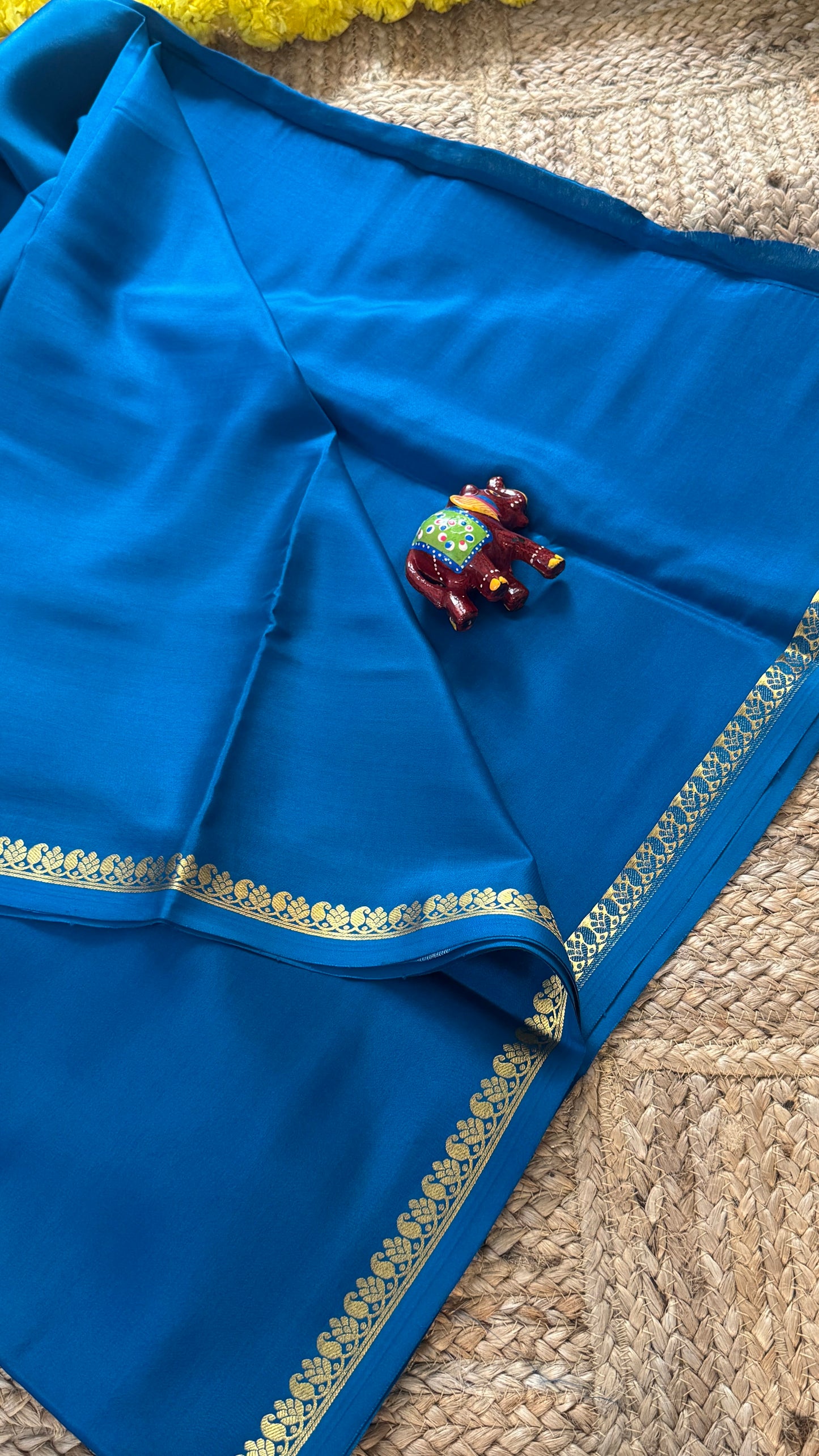 Pure Mysore Silk Saree - Mango Boarder Royal Blue