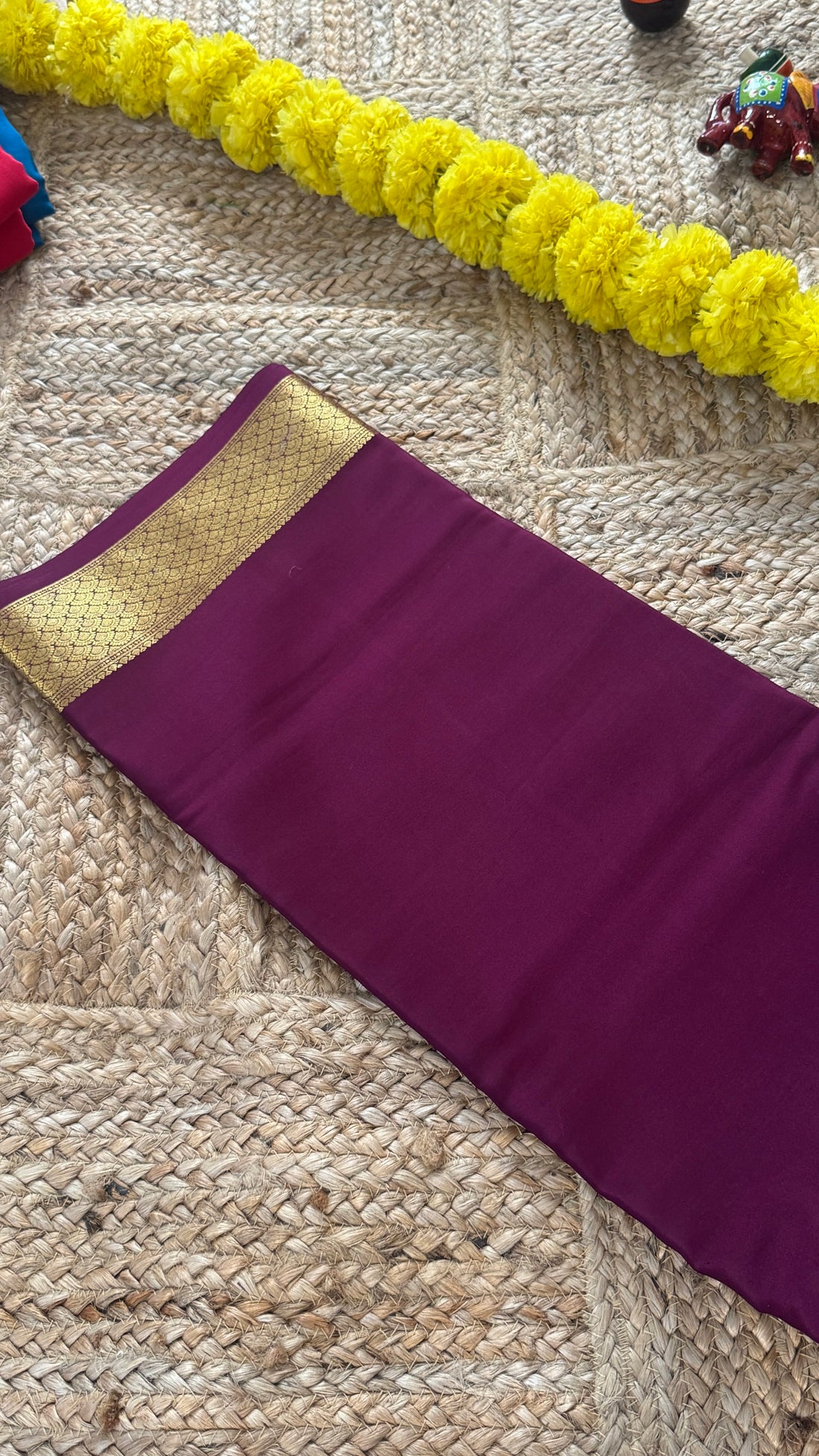 Pure Mysore Silk Saree - Thick Border Wine