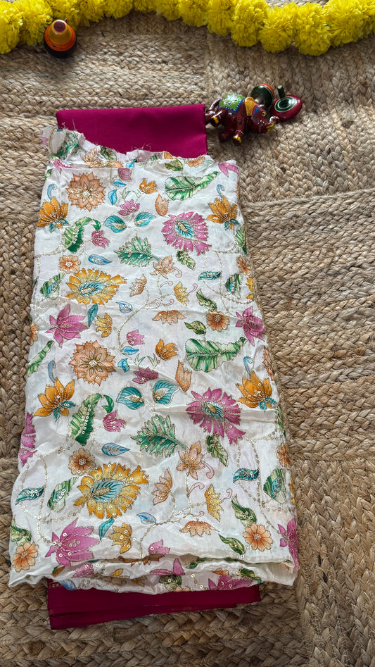 Designer Blouse Fabric - Crepe Silk White5