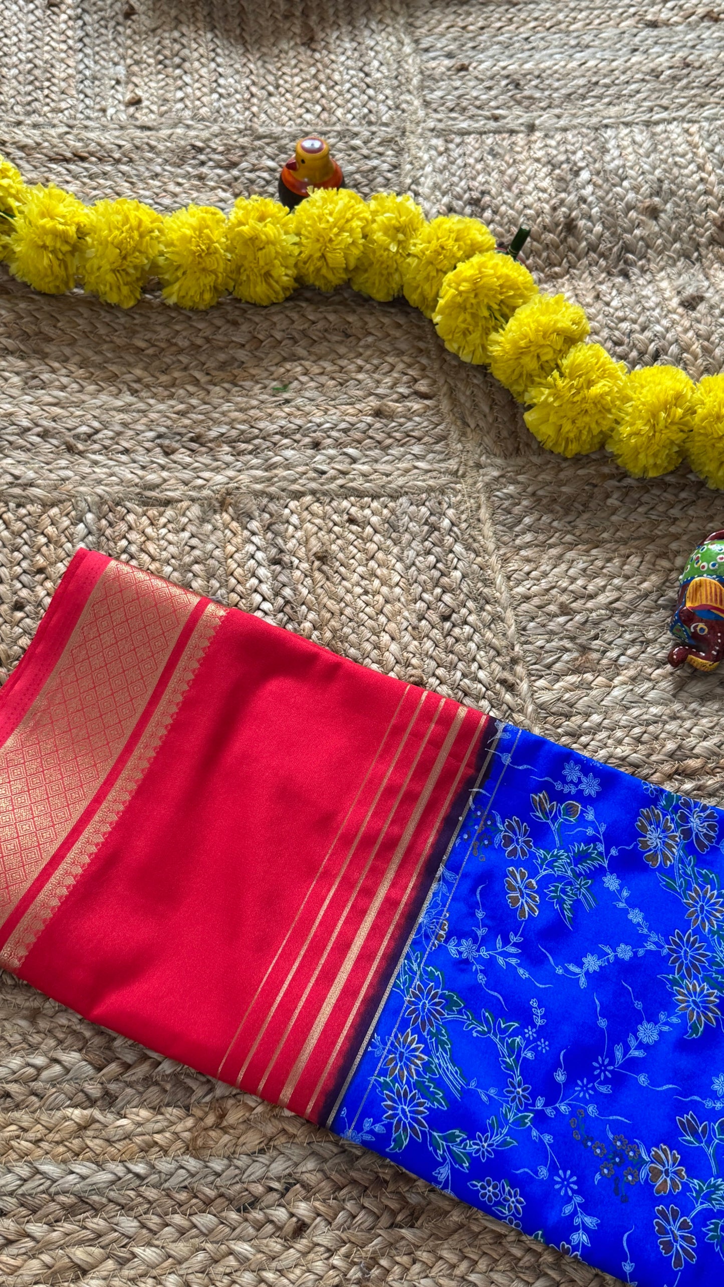Digital Print 2D Saree - Blue and Pink