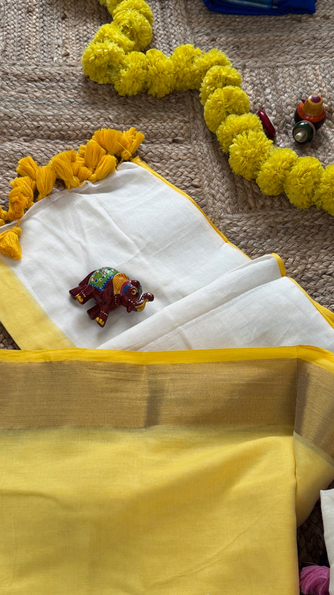 Mul Cotton : White and Yellow