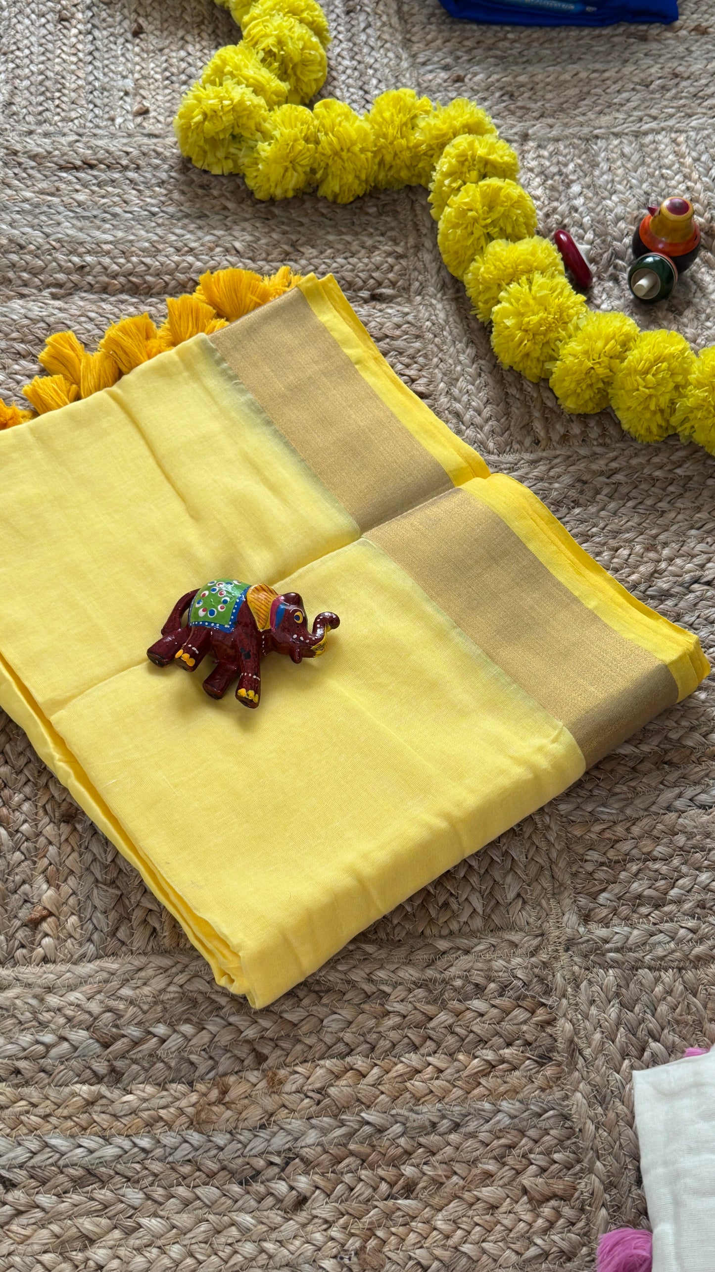Mul Cotton : White and Yellow