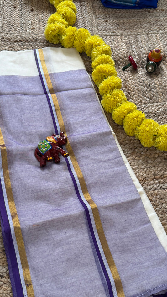Mul Cotton : White and Purple
