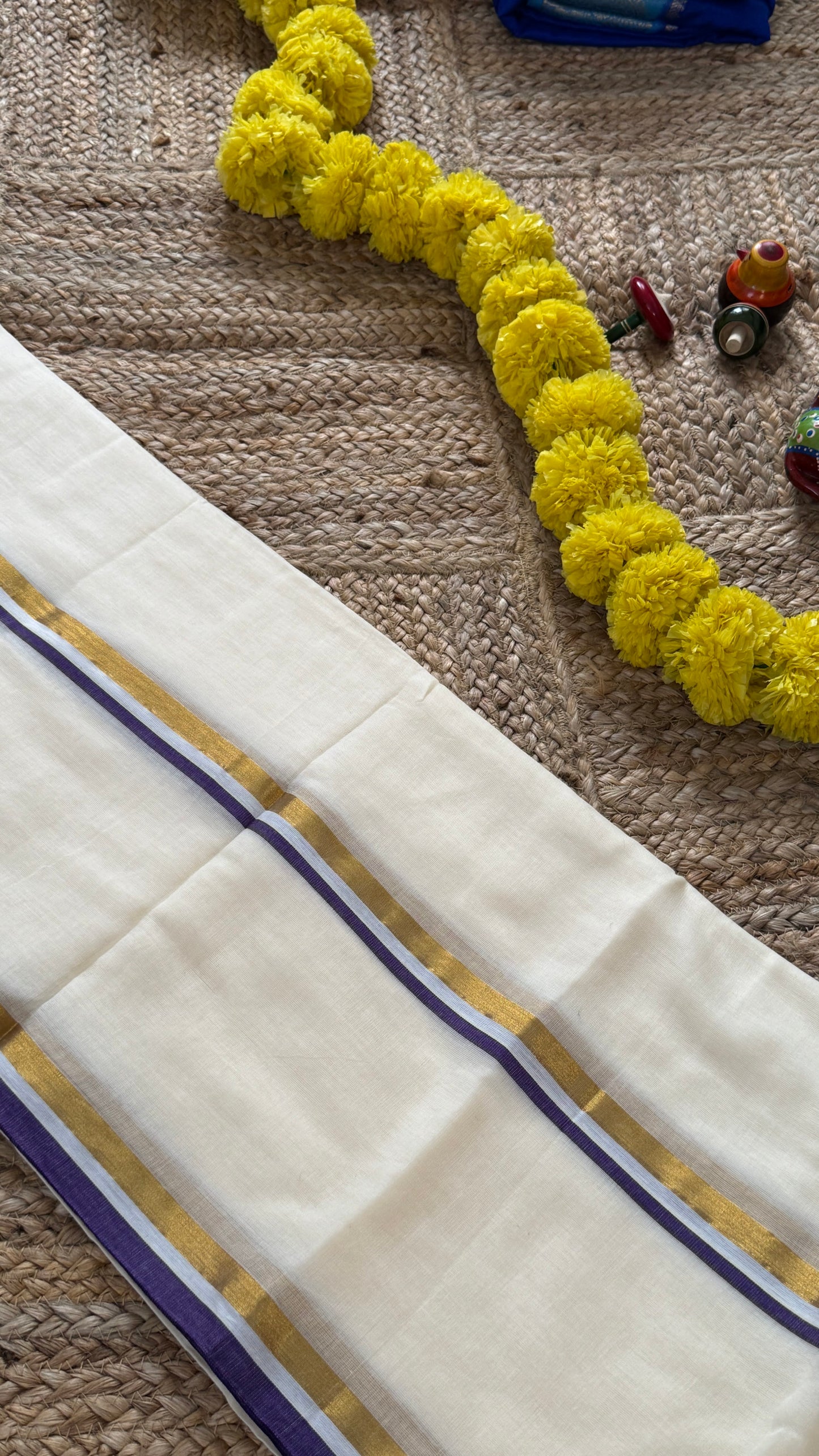 Mul Cotton : White and Purple