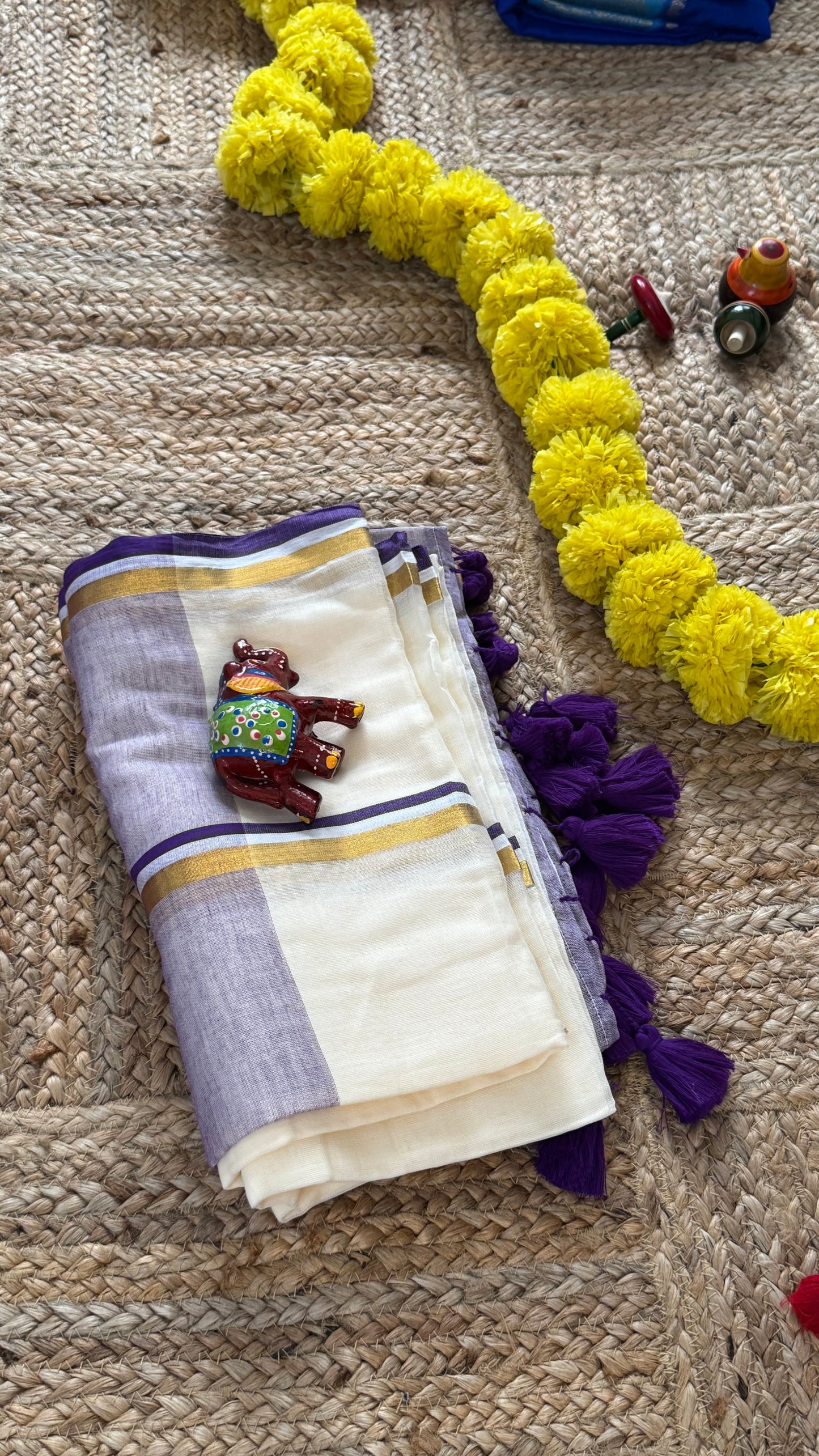 Mul Cotton : White and Purple