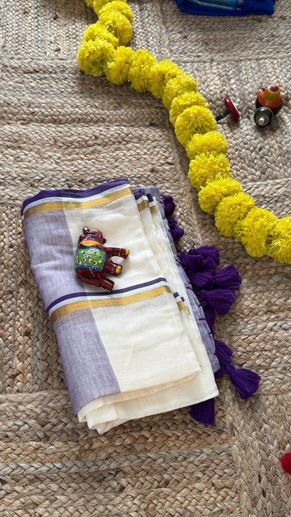 Mul Cotton : White and Purple