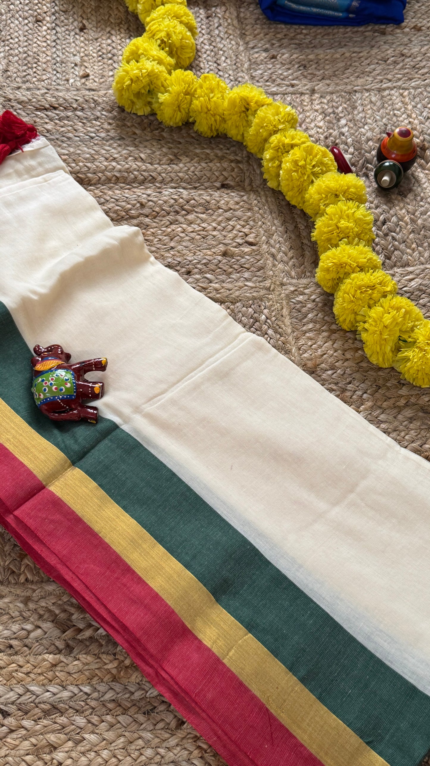 Mul Cotton : White and Multi Color