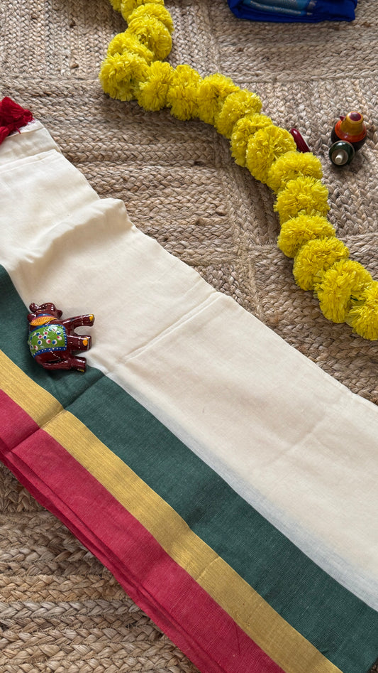 Mul Cotton : White and Multi Color