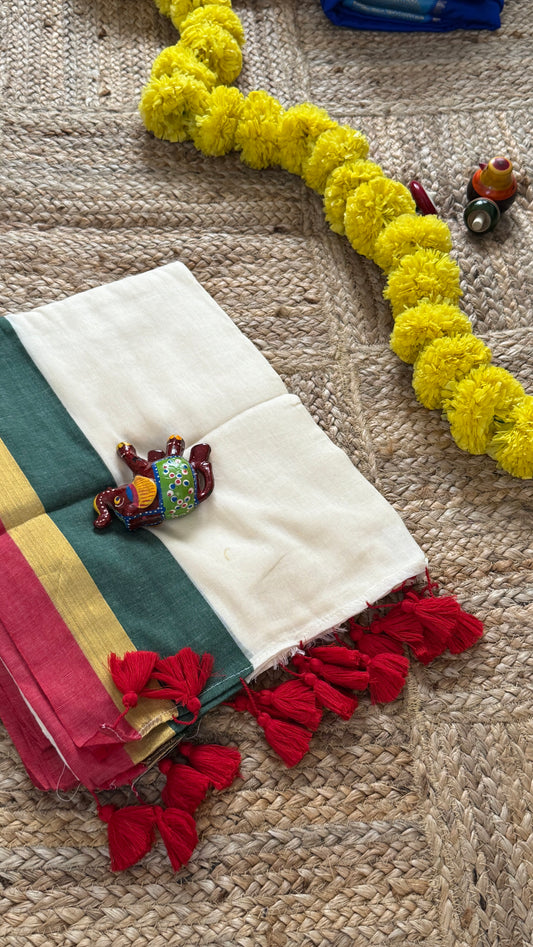 Mul Cotton : White and Multi Color