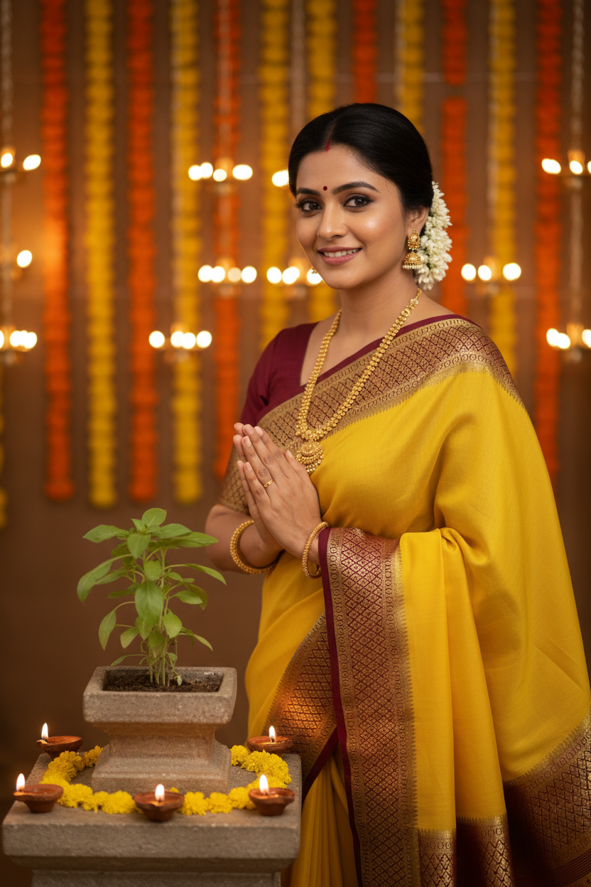 New Collections - Mysore Silk Yellow and Maroon with Zari Border
