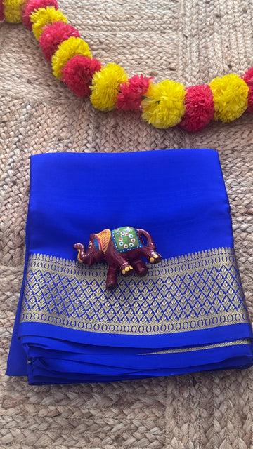 New Collections - Mysore Silk Dark Blue with Zari Border