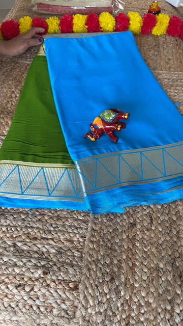 SIRI RADHA | 2D Half and Half - Light Green and Blue