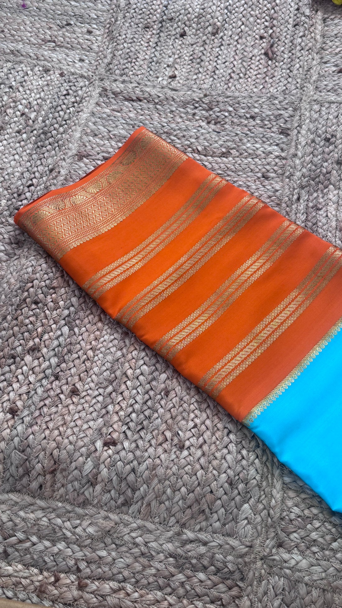 New Collections - Mysore Silk 3D Sky Blue , Mustard and Orange