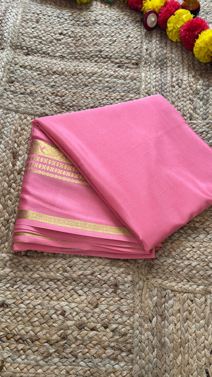 Pure Mysore Silk Saree - Plain Pink