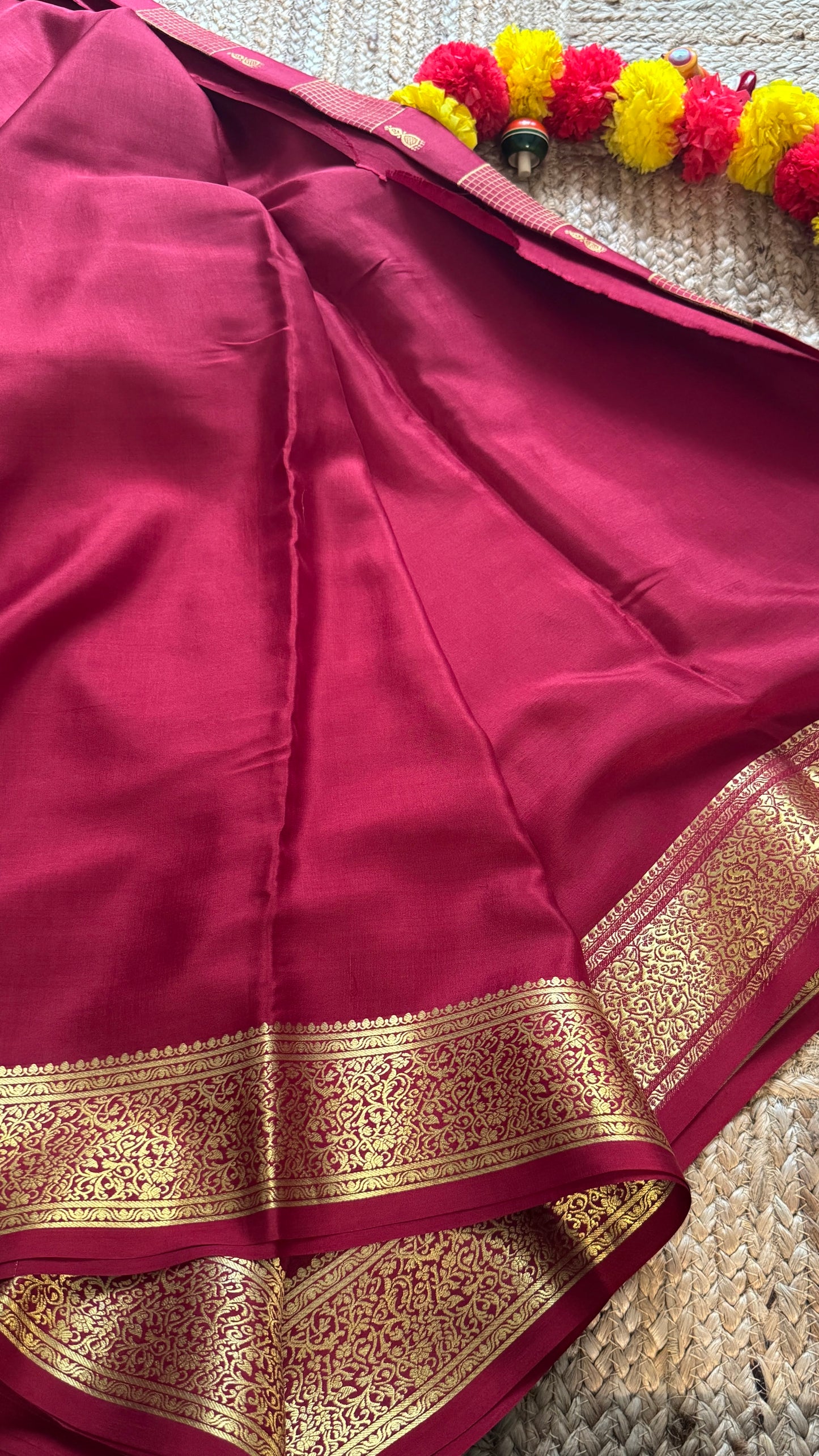 Pure Mysore Silk Saree - Jhumka Zari Solid Maroon