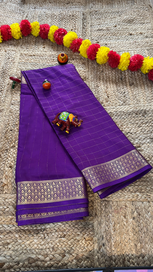 Semi Silk Solid Purple with Checks