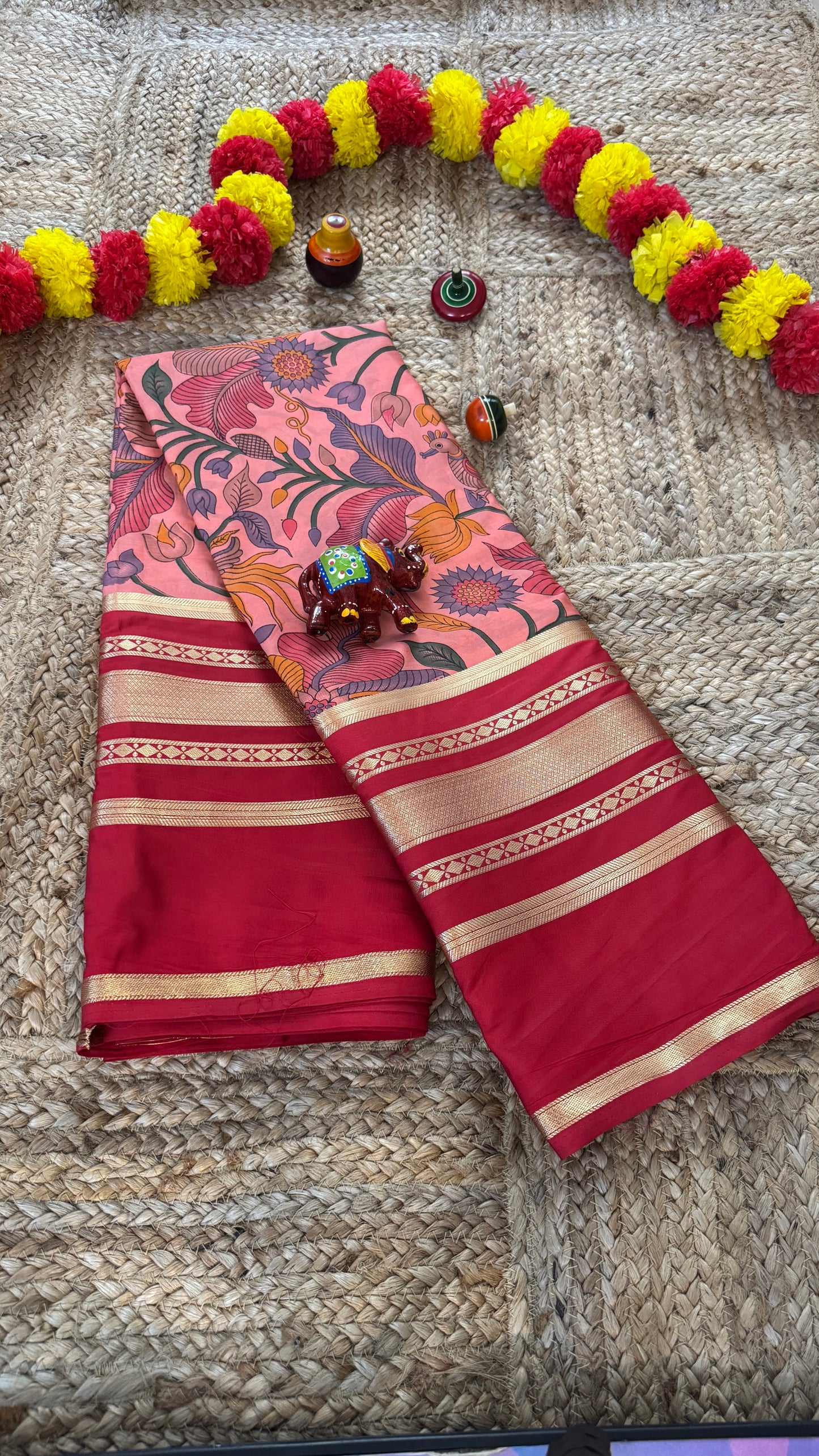 Digital Print 2D Saree - Red