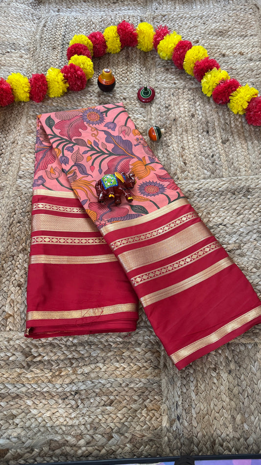 Digital Print 2D Saree - Red